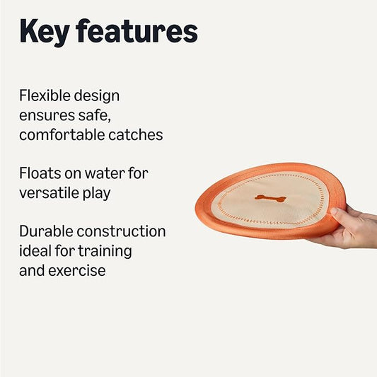 Amazon Basics Dog Flying Disc, Interactive, Durable, Water Floating Dog Frisbee, 2 Pack, 9.53“, Beige/Orange