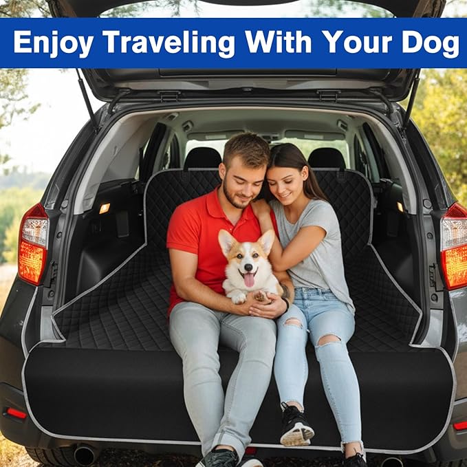 NECKORY SUV Cargo Liner for Dogs - Waterproof Dog Car Seat Cover Mat for SUVs, Sedans, Vans & Trunks with Non-Slip Bumper Flap Protector, Scratchproof Large Size Universal Fit, Grey