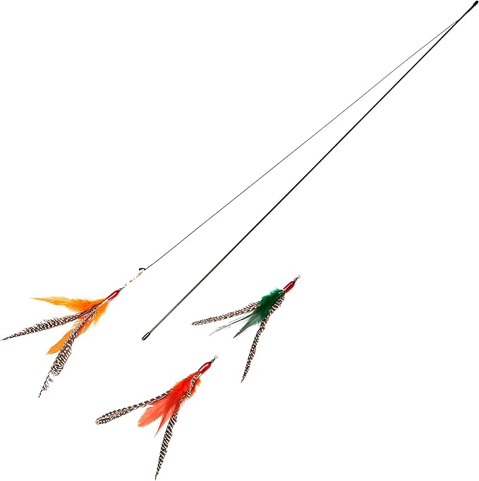 GoCat Da Bird Rod and Feather Cat Toy, Handmade in The USA (3 Birds)