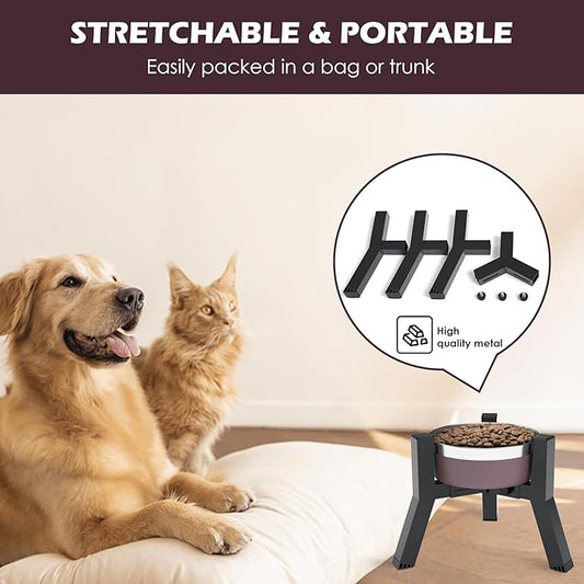 SHAINFUN Elevated Dog Bowls Adjustable Width Stand for 5.2-7.8" Wide Bowls, Food and Water Feeder for Medium Small Dogs, 7.8in Tall (Bowl Not Included)