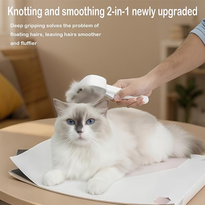 2-in-1 Pet Deshedding Brush Cat Dematting Comb for Dog and Cat Hair Removal Supplies for Shedding Long & Short Hair Massage Grooming Tools Easy to Remove Loose Undercoat,Matted Fur & Tangles