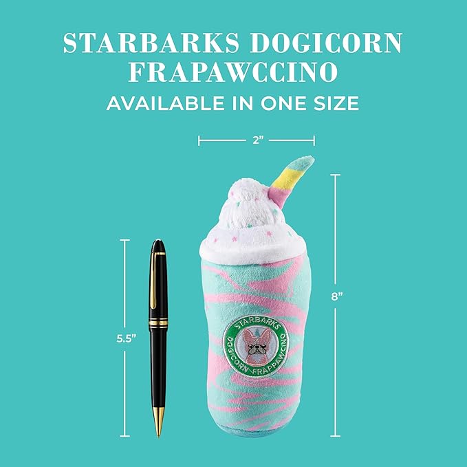 Haute Diggity Dog Starbarks Dogicorn Frapawccino, Plush Designer Dog Toys with Interactive Squeaker, Stimulating Pet Enrichment, Machine-Washable & Safe Materials for All Breeds, One Size