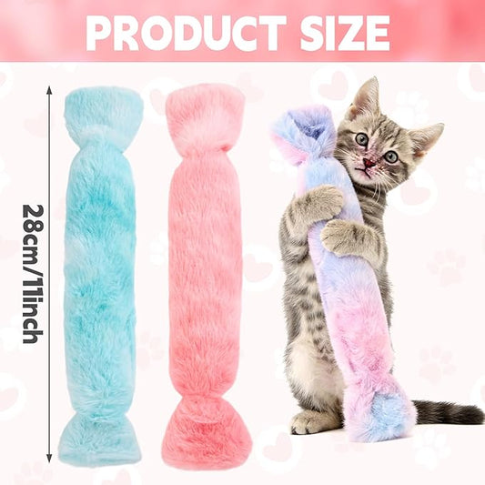 Cat Kicker Toy 3Pcs, Candy Shape Catnip Toys for Cats, Catnip Toys with Crinkle Paper. Indoor Kitten Toy Kicker Pillows.