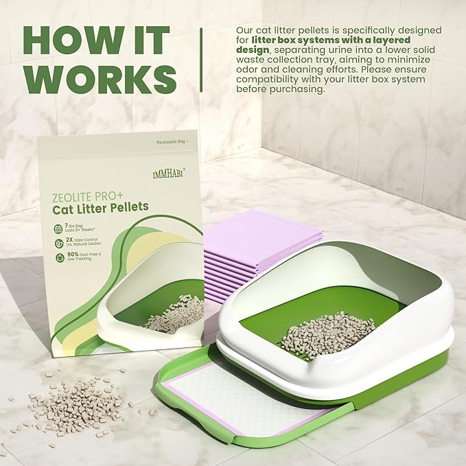 Enhanced Cat Litter Pellets, Generic Litter Refills Exclusively for Shifting Litter Box Systems, Dehydrating Pellets, Zeolite, Long-Lasting Odor Control (Enhanced Cat Litter Pellets, 14LBS)