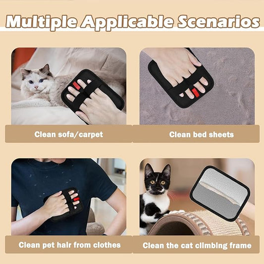 QQM 2026 Upgraded Pet Hair Remover Glove, Double-Sided Reusable Electrostatic Grooming Mitt for Cats & Dogs, Effective Fur Removal from Furniture, Couch, Carpet, Clothes, Bed & Car Seats