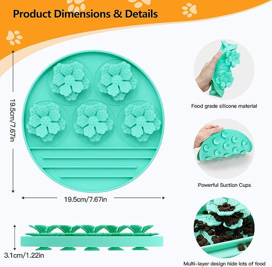 AWINNER Slow Feeder Dog Bowl Make Mealtime Fun and Healthy with - Reduce Overeating and Aid Digestion Cat Lick Mat (Cyan)