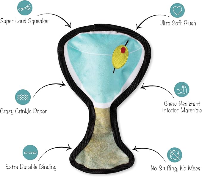 Fringe Studio Squeaker Pet Toy, Martini (729005)