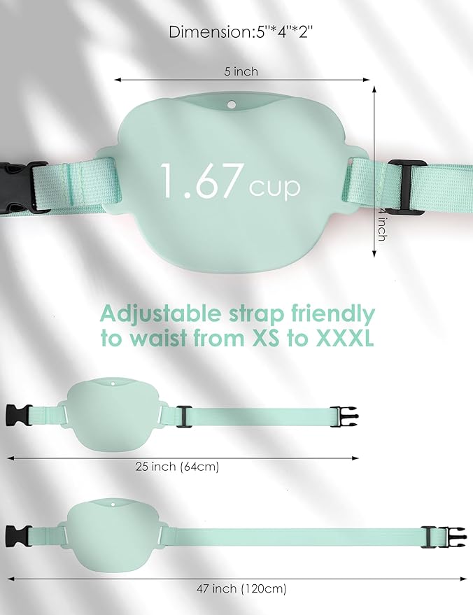 heouvo Dog Treat Pouch with Training Clicker, Upgrade Stronger Magnetic Closure to Avoid Spilling, 1.67 Cup Silicone Treat Bag Fanny Pack with Waist Belt for Pet Training Walking (Green)