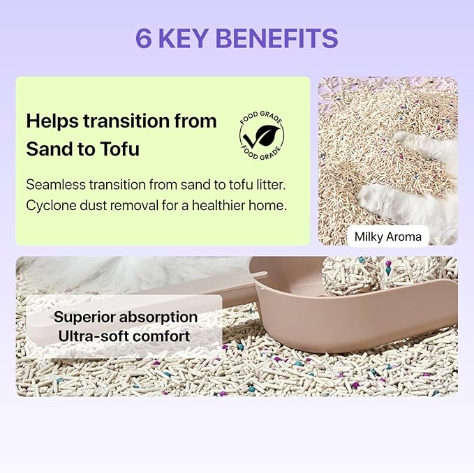 Michu Mixed Tofu Cat Litter, Flushable & Clumping Kitty Litter, Strong Odor Control, Low Tracking, Low Dust, 5.5Lb/88Oz, 1 Pack