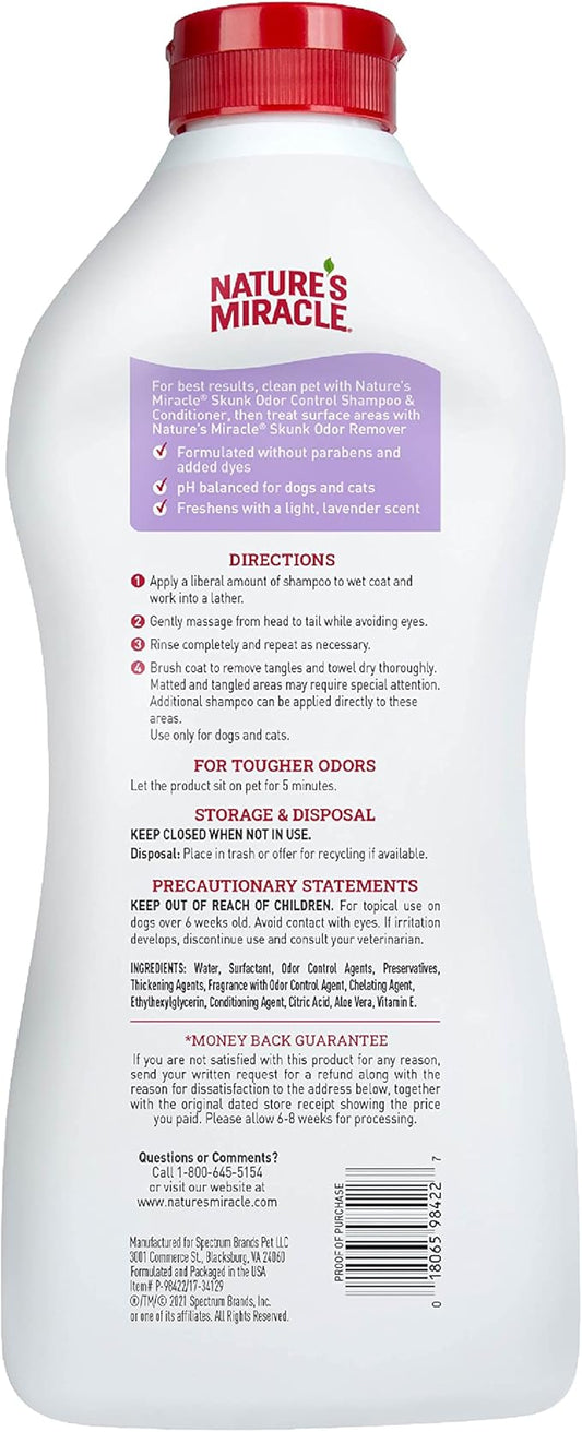 Nature's Miracle Skunk Odor Control Shampoo & Conditioner Lavender Scent, Odor Control Formula 32 Ounces (Pack of 2)