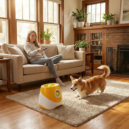 Automatic Dog Ball Launcher/Dog Ball Thrower Machiner with 10/20/30ft Adjustable Launch Distances/Interactive Pet Toy for Indoor&Outdoor Play