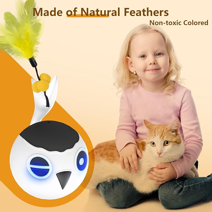 ORSDA 3 PCS Replacement Refills, Cat Toys Feather Tail, Bubble Fuzzy Ball, Pom Pom Balls for Electric Kitten Toys, only Suitable T93&T96 Cat Ball Toy