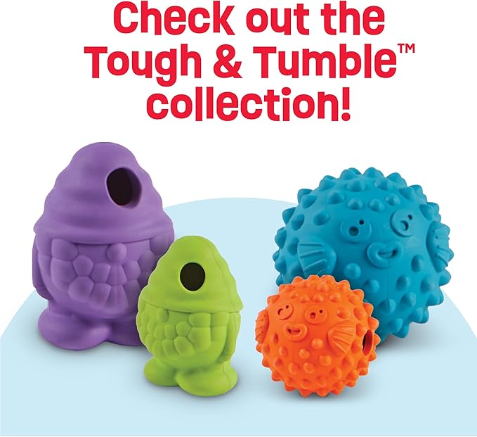 Brightkins Tough & Tumble Treats Dispenser Small Pufferfish - Enrichment Dog Toys for Aggressive Play, Gift for Puppies