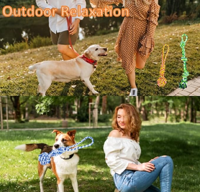 5PCS Spring Pole Dog Rope Toys, Dog Interactive Tether Tug of War Toy, Indoor Outdoor Bungee Hanging Toys, Dogs Tree Interactive Tether Pull & Tug of War Toy, Exercise Toy with Chew Rope for Dogs