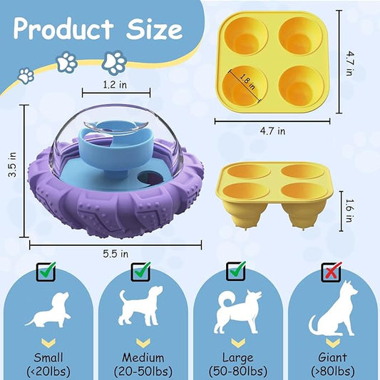 Interactive Dog Toy, Puzzle Toy with Adjustable Treat Dispensing & DIY Frozen Treats, Dog Enrichment Toys to Keep Them Busy and Mental Stimulation