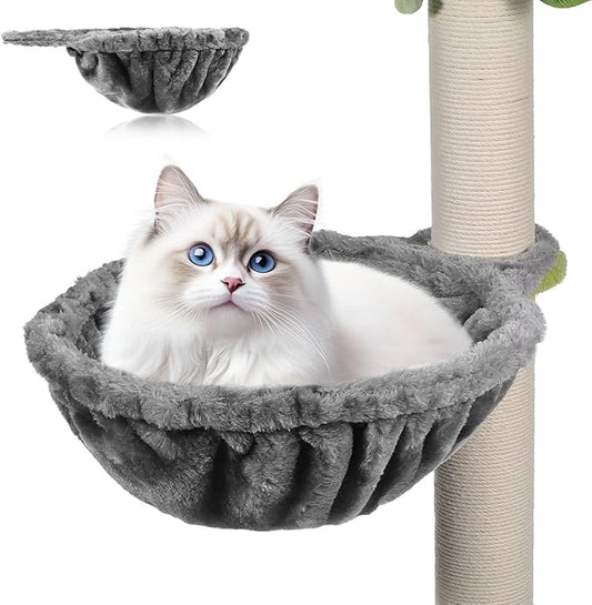 1pcs Cat Tree Hammock 17 Inch Round Deep Basket Replacement Cat Nest Soft Plush Hammock Bed for Tower Comfortable Resting Space