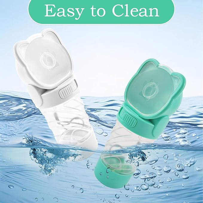 Dog Water Bottle Portable,Leak Proof Puppy Water Bottle Dispenser with Food Container,Lightweight Travel Water Bowl for Dogs Outdoor Walking Travel Hiking(19 OZ,Green)