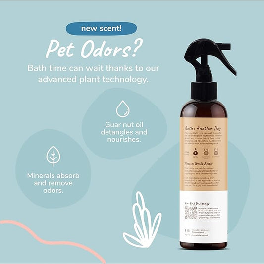 kin+kind Dog Deodorizing Spray - Safe, Natural, & Easy to Use Pet Odor Eliminator - Premium Dog Detangler Spray Formula Made w/Aloe - Dog Deodorizer for Smelly Dogs Made in the USA (12 fl oz)