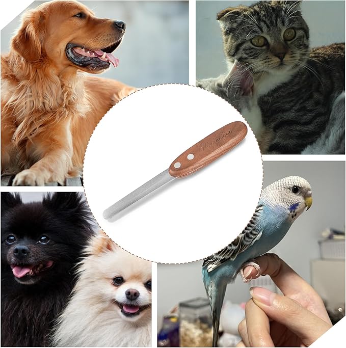 Dog Nail File, Diamond Coated Metal Nails Filer for Dogs Cats Pets with Ergonomic Walnut Handle, Smooth and Shape Rough Edges Remove Burs