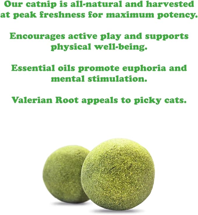 Meowijuana Compressed Catnip Ball Trio - Kalico Kush, Purrple Passion, and Whack ‘n’ Roll | Interactive Cat Toy Refill | Potent Hand Harvested Catnip Grown in North America