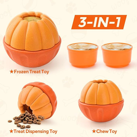Dog Enrichment Toys, Dog Frozen Treat Toys, Interactive Dog Toys for Large Breeds, Treat Dispensing Dog Toys in Orange Shape