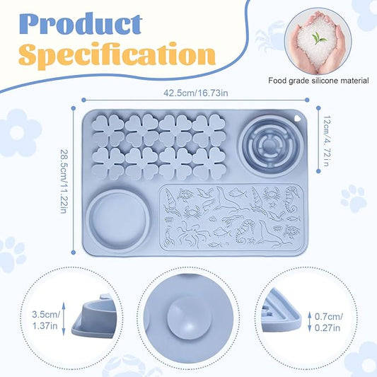 Silicone Lick Mat for Dogs & Cats – Slow Feeder Dog Bowl, Non-Slip Licking Mat for Large & Small Breeds, Puzzle Feeder & Snuffle Mat for Fast Eaters, Interactive Pet Food Mat