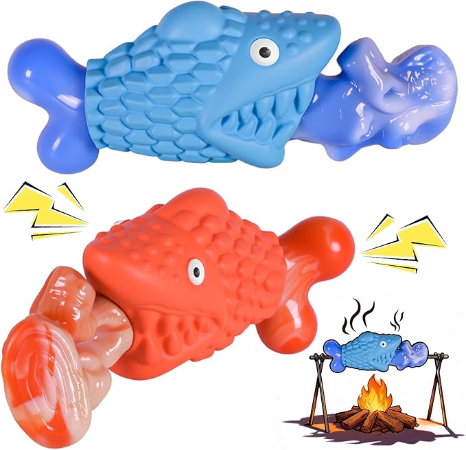 Tough Dog Toys for Aggressive Chewers: 2 Pack Indestructible Dog Toys to Keep Them Busy, Tough Chew Toys for Large Dogs, Nylon & Rubber Dog Chew Bones, Squeaky Dog Toy for Large Breed