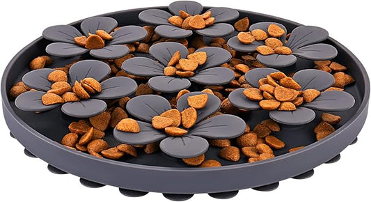 Slow Feeder,Cat Help Slow Down Eating Speed Cut Flower Silicone Rubber Cute Slow Feeder for Puppy/Cat/Dog