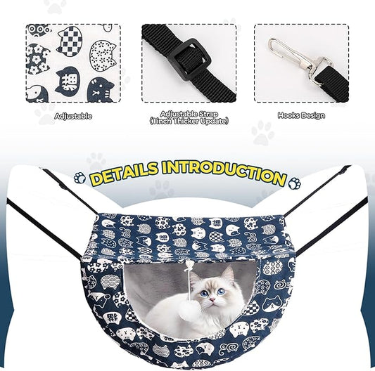 Cat Hammock for Cage with Ball,Hanging Pet Hammock Bed Adjustable,Double Layer Soft Sleeping Hammock for Cats,Ferret,Puppy,Rabbits,Small Animals,1Pack (Blue)