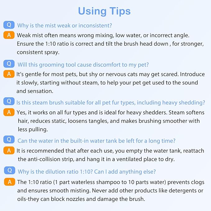 Steam-Like Spray Cat Brush - 3-in-1 USB Rechargeable Deshedding & Self-Cleaning Brush with Water Mist for Long & Short Hair Cats Dogs, Waterproof, 2 Speed Settings