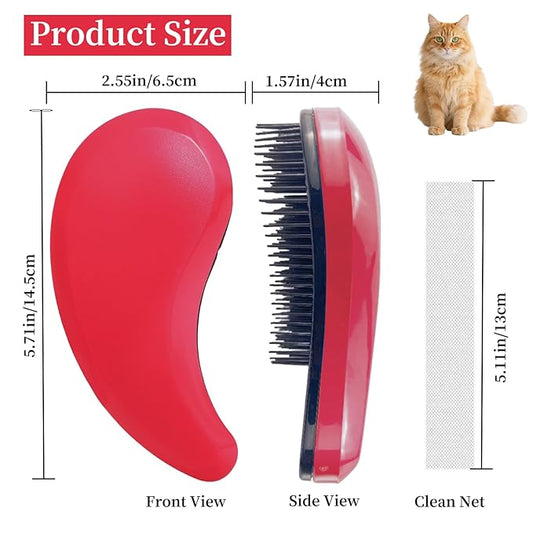 Cat Brush for Shedding - Perfect Grooming Tool for Long-Haired Cats | Deshedding & Hair Remover for Indoor Pets (Rose Red)