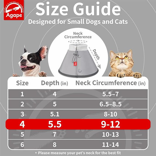 Agape Soft Dog Cone for Small Dogs & Cats, Comfy Dogs Recovery Collar After Surgery, Adjustable E Collar Alternative to Stop Licking, Protective Elizabethan Cones for Pup&Kitty, Comfortable Dog Cones