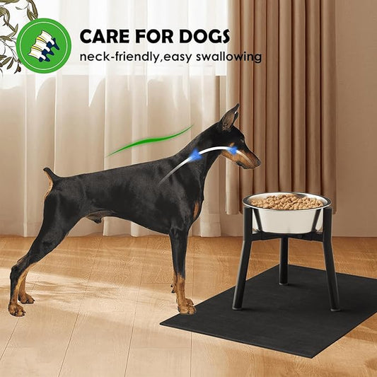 Dog Bowl Stand for Medium Large Dogs with Mat, Adjustable Width Elevated Dog Bowls for 7-10.6" Wide Bowls, Raised Food Water, 11 inch Tall Single Holder, Bowl Not Included
