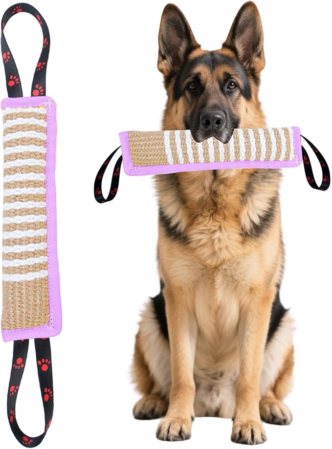 Clysoru Dog Tug Toy Tough Jute Bite Pillow Lasting Training Equipment Puppy to Large Dogs Interactive for Large and Small (Rose Pink)