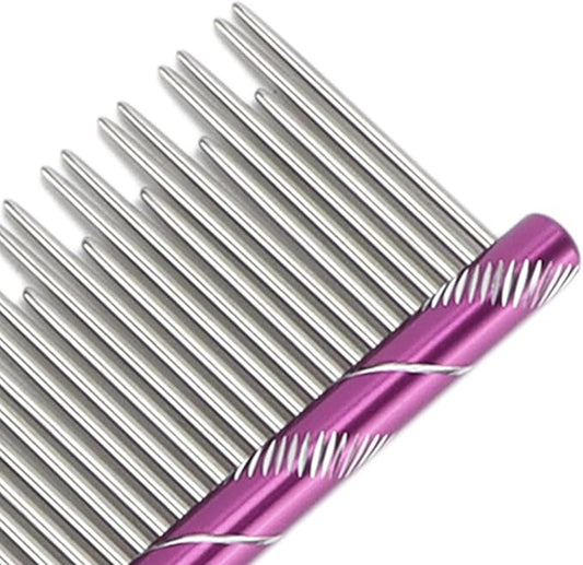 Pet Hair Removal Comb Reusable Comfortable Stainless Steel Comb for Cat Grooming Pet Hair Removal Comb Stainless Steel Pet Comb Open Knot Comb Grooming Comb (Volet)