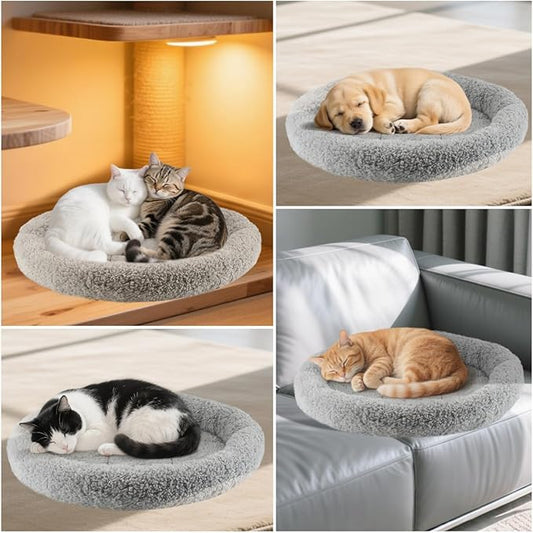 Round Cat Bed Washable Cat Donut Bed with Non-Slip Bottom Comfortable Soft Pet Bed for Cats and Small Dog/Gray (Diameter: 19.5")
