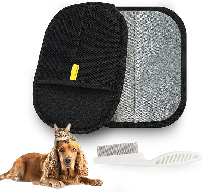 2pcs Set Pet Hair Remover Glove, Grooming Gloves for Dogs and Cats,Reusable Cat & Dog Hair Remover for Couch, Furniture (24X18CM)