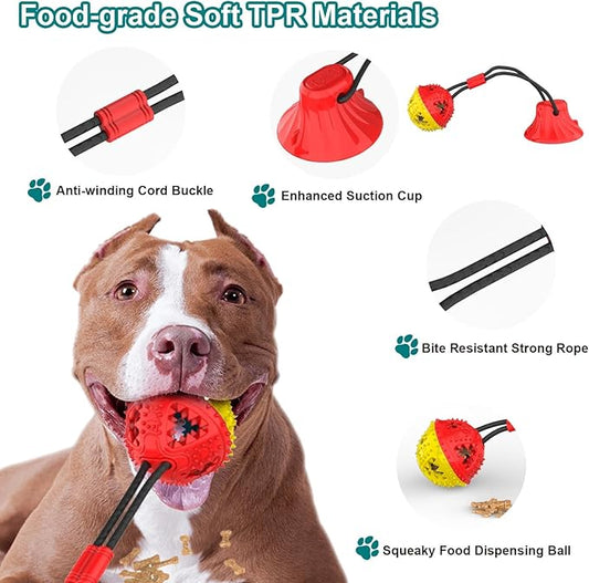 Coolplay Suction Cup Tug of War Toy for Aggressive Chewers, Interactive Treat Dispensing Rope Toy, Dog Enrichment Toys