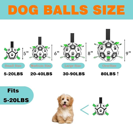 Dog Toys Soccer Ball with Straps, Interactive Toys for Tug of War, Puppy Birthday Gifts, Dog Tug Water Toy, Durable Dog Balls for Medium & Large Dogs(5 Inch