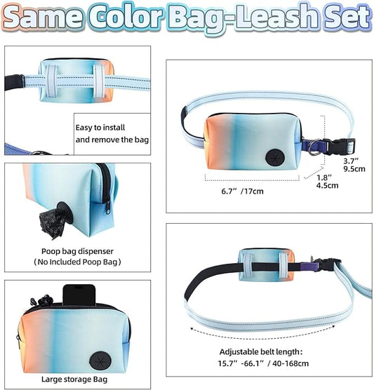 Roses&Poetry Hands Free Dog Leash with Zipper Pouch, 6-9ft Bungee Waist Leash for Medium Large Dogs Walking, Running Lead with Dual Padded Handles Car Safety Buckle for Training Jogging