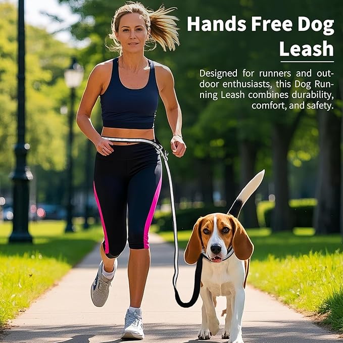 Hands Free Dog Leash, 4.2 FT-9 FT Multifunctional Crossbody Waist Leash for Dogs Walking Reflective Heavy Duty Running Dog Leashs for Medium and Large Dogs Walking,Jogging,Running,Training