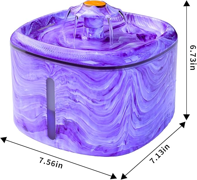 Cat Water Fountain Purple: Automatic Flower Pet Water Fountain for Cats Indoor-84oz/2.5L, Cute Cat Fountain for Drinking, LED Blue Light, Upgraded Ultra Quiet Pump, Gifts for Cats, Dogs (2Filters)