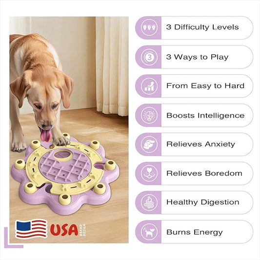 KADTC 3 Levels of Step-by-Step Challenge,Beginner to Advanced Dog Puzzle Toys,U.S. Brand,Design Treat Puzzles for Small Medium Large Dogs Mental Stimulation Enrichment Food Slow Feeder Puppy Pink Toy