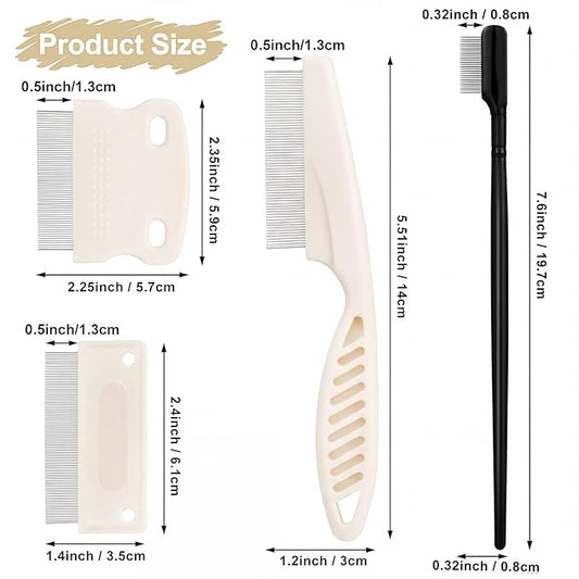 5 Pieces Dog Eye Combs Tear Stain Remover Combs Pet Grooming Comb for Small Dogs Gently Removing Eye Mucus and Crust (Beige, Black)