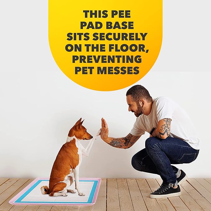 TidyFriend 2 Pack Dog Pee Pad Holder Tray - Fits Up to 24” x 24” Pee Pad Holder for Dogs - Stable Grip, Raised Edges, Quick-Wipe Silicone Surface Dog Pad Holder for Indoor Flooring Protection (Rose)