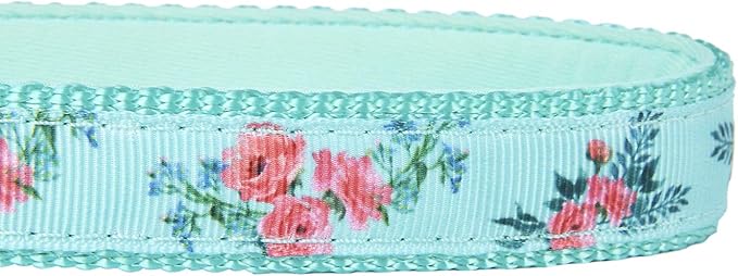 Dog Leash Flower Pattern, 4 Feet Length, Durable Nylon with Ribbon for Small, Medium and Large Dogs.(Medium, Green Floral Leash)