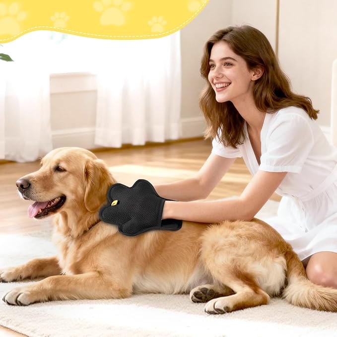 2PCS Pet Hair Removal Glove for Cats and Dogs,Upgrade Reusable Electrostatic Magic Brush Pet Hair Removal Grooming Gloves Tool for Furniture, Bed Sheets,Couch,Clothes,Carpet,Car Seat (2)