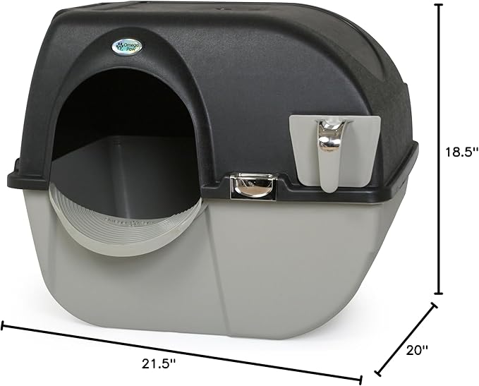 Omega Paw Elite Self Cleaning Roll 'n Clean Litter Box, Midnight Black, Large (EL-RA20-1)