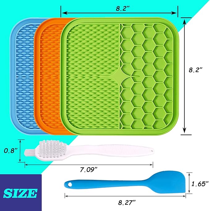 Dog Licking Mat, 3 Pcs Large Licking Mat for Dogs with Suction for Anxiety, Peanut Butter Dog Licking Mat Slow Feeder Dispensing Treater Lick Pad for Dogs Cats Grooming Bathing and Training
