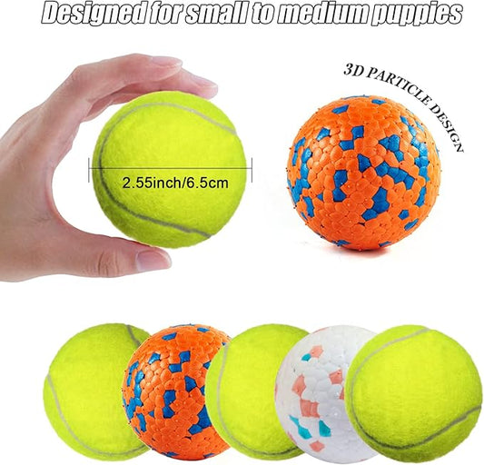 Indestructible Floating Bouncy Balls for Dogs - Small Breed, Lightweight Mini Tennis Balls - Odourless - 2.5" - 5 Pack